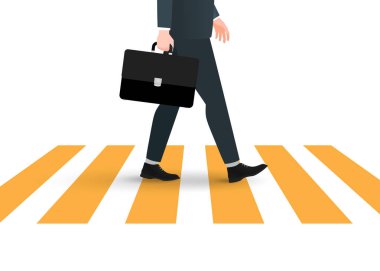 Takım elbiseli adam ofis caddesinden karşıya geçiyor. İş vektörü konsepti stok illüstrasyonu