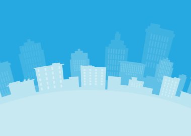 City landscape concept. Modern city with skyscrapers. Architecture and exterior. Poster or banner for website. Urbanization and structure. Corporate towers at night. Cartoon flat vector illustration