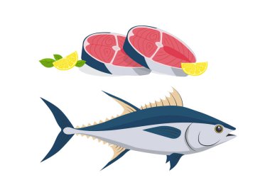 Ton balığı ve çiğ fileto.