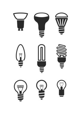 Ampul ışığı vektör simgesi beyaz arkaplan resimlemesi üzerine çizim ayarlandı