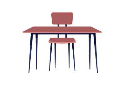 Masa ve sandalyeler İskandinav tarzı. Vektör illüstrasyon hisse senedi