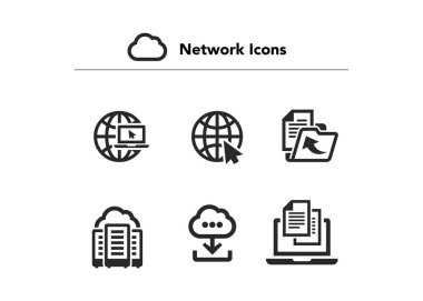 Ağ simgeleri stok illüstrasyonunu ayarladı