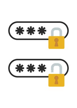 Şifre korumalı stok illüstrasyonu. Vektör illüstrasyonu 