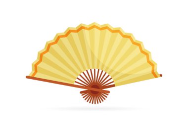 Geleneksel Asyalı el fanı vektör düz illüstrasyon. Kültürel Doğulu Aksesuar Çizimi