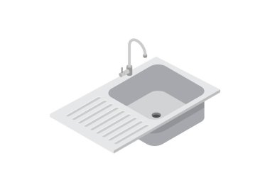 Bulaşık yıkama yüzeyi ile lavabo ve musluk mutfak mobilyaları resimleme