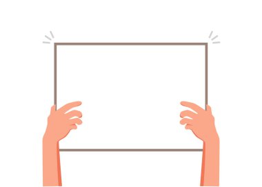 Protesto pankartı tutan eller. Elin boş bir karton borsa çizelgesi tutuyor..