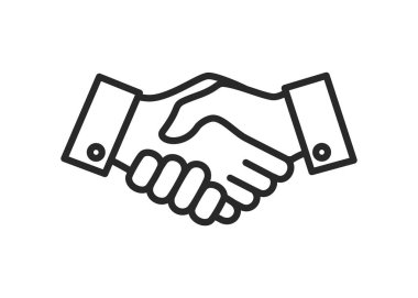 İş tokalaşma simgesi. Ortaklık ve anlaşma sembolü. Vektör çizimi doğrusal. hisse illüstrasyonu