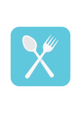 Mavi Arkaplan Stok İllüstrasyonunda Çatal bıçak Simgesi