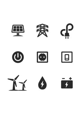 Elektrik simgesi stok illüstrasyonu ayarlandı