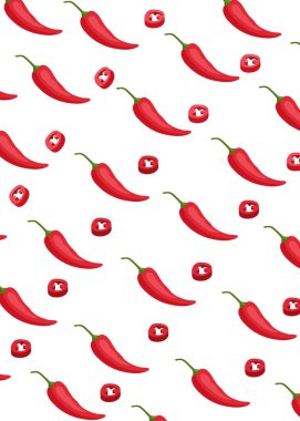 Kırmızı biberli, dikişsiz arka plan. Vektör illüstrasyon hisse çizimi