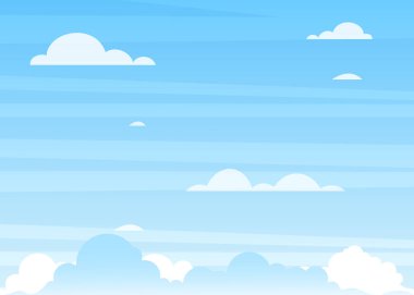 Bulutlu mavi gökyüzü arkaplanı, doğa manzarası illüstrasyonları