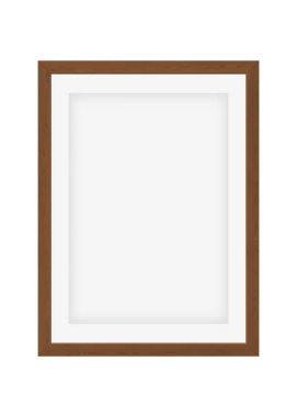 Beyaz arka planda gerçekçi boş ahşap çerçeve. Vektör çizer. Stok illüstrasyonu