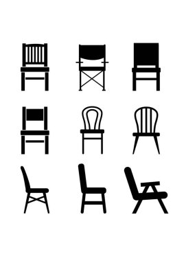 Koltuk, sandalye, siluet. Retro tarzı Mobilya Koltuk Koleksiyonu Çizimi