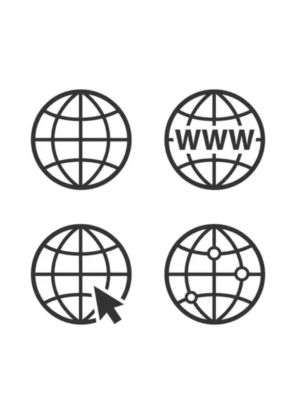 Dünya çapında web konsepti dünya ikonu seti. Gezegen web sembolü. Web siteleri için dünya simgeleri. hisse illüstrasyonu