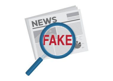 Find fake news with white background flat design vector illustration