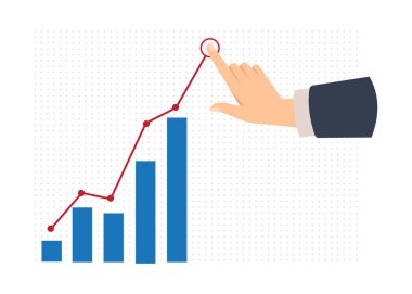 Data analytics concept. Halftone hand draws sales graph. Growth hart.  Financial success. Business data graph. stock illustration