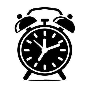 Alarm saat simgesi siluet vektör biçimi beyaz arkaplan