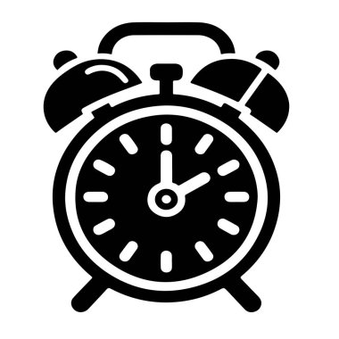 Alarm saat simgesi siluet vektör biçimi beyaz arkaplan