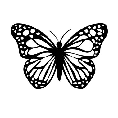 Kelebek simgesi siluet vektör biçimi beyaz arkaplan