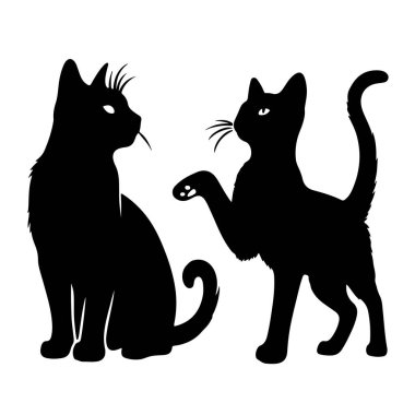 kedi siluet vektör biçimi beyaz arkaplan