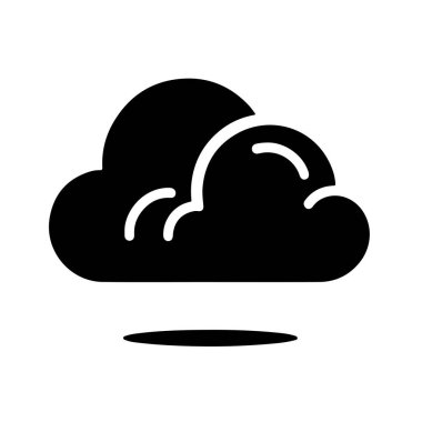 Beyaz arkaplan ile bulutlu simge siluet vektör biçimi