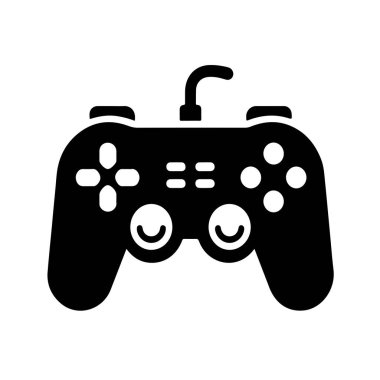 Beyaz arkaplan ile Gamepad simgesi siluet vektör biçimi