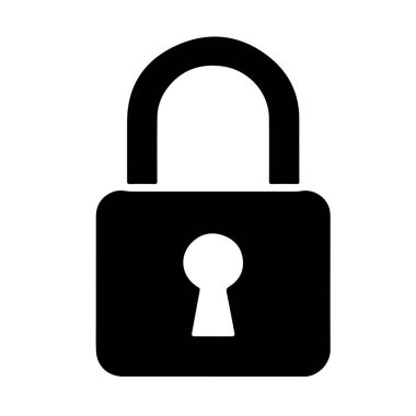 Beyaz arkaplan ile asma kilit simge siluet vektör biçimi