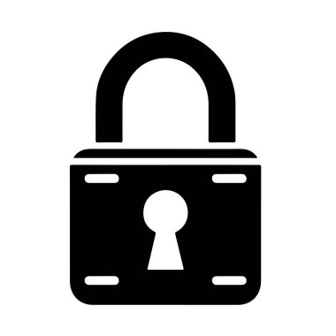 Beyaz arkaplan ile asma kilit simge siluet vektör biçimi