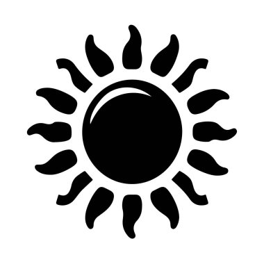 Beyaz arkaplan ile güneş simgesi siluet vektör biçimi