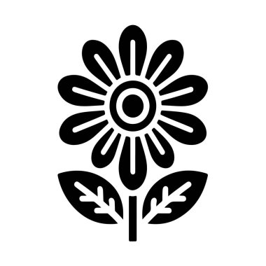 Çiçek simgesi siluet vektör biçimi beyaz arkaplan