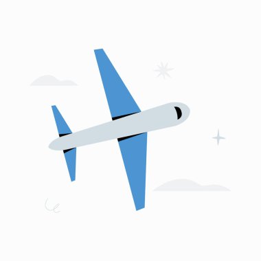 Gökyüzünde uçan basit bir uçak, ulaşım, seyahat ve hava yolculuğunu simgeliyor..