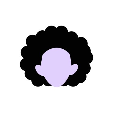 Afrika mirasını, tarzını ve doğal güzelliğini temsil eden bir Afro saç stiline yakın plan, beyaz arka planda izole edilmiş, minimalist düz vektör tarzında gösterilmiştir..