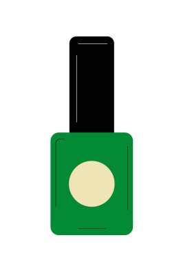 Siyah başlıklı yeşil tırnak cilası şişesi güzellik ürünleri, kozmetik ürünleri ve tırnak bakımı gereksinimlerini simgeliyor..