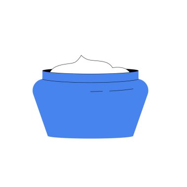 Blue cream jar with white cream symbolizing skincare, beauty, and cosmetic product packaging, perfect for beauty and wellness concepts. clipart