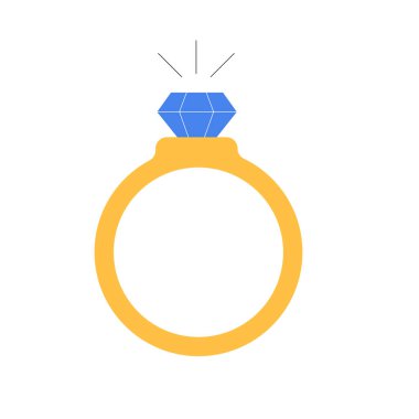 Golden engagement ring with a shining diamond, symbolizing commitment, love, marriage proposals, and special moments in relationships. clipart