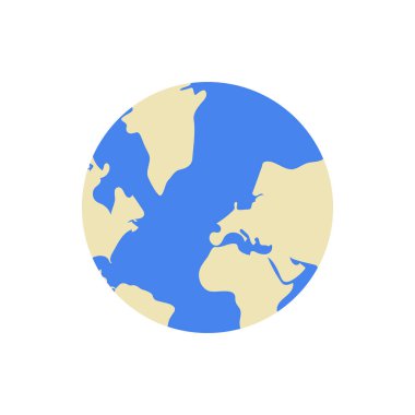 A flat vector illustration of an Earth globe featuring continents and oceans, symbolizing geography, environmental awareness, and global connection. clipart