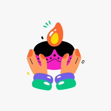 Diwali ışıkları sahneyi aydınlatıyor. Bir çift el nazikçe bir alevle dizayn edilmiş bir mumu tutuyor, sıcaklık ve ışığı sembolize ediyor, kutlamalar için davetkar bir atmosfer yaratıyor..