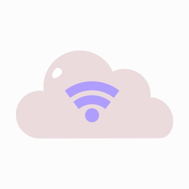 Kablosuz internet bağlantısını, bulut teknolojisini ve modern dijital iletişimi temsil eden bir WiFi sinyal sembolü içeren yumuşak bulut simgesi.