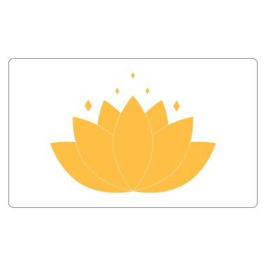 Narin taç yaprakları ve parıldayan parıltılarıyla sarı nilüfer çiçeği maneviyatı, huzuru, iç huzuru ve aydınlanmayı minimalist bir tarzda sembolize eder..