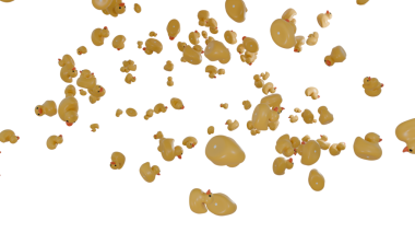 Plastik ördekler saydam arkaplanda yağmur yağar