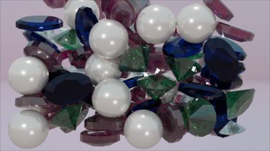 Pembe arka planda mücevherler