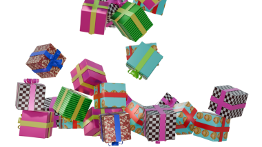 Şeffaf arkaplanda hediye kutusu yağmuru 