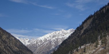 Ormanlı yamaçlar tarafından çerçevelenen Karlı Dağ Tepesinin Geniş Açı Çekimi