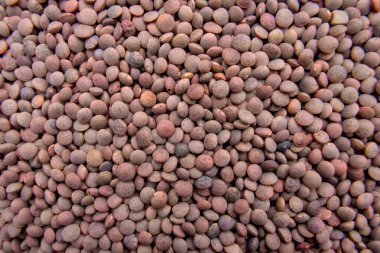 Full Frame Whole Brown Lentils (Sabut Masoor) Texture Close-Up Top View clipart