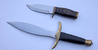 Stylish Dagger and Bowie Style Hunting Knife, White Background clipart