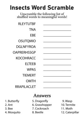 Böcekler Kelime Bulmacası, Hayvanlar İçin Boş Zaman, Hobi ve Eğlenceli Eğitim Oyunları, Gençler ve Yetişkinler için