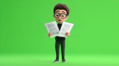 Jest yapan genç adamın 3D animasyonu 124- Yeşil Ekran.