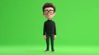 Sıkıcı bir toplantı sırasında uyuyan genç adamın 3 boyutlu animasyonu.