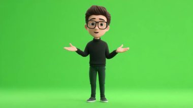 Genç adamın 3D animasyonu 124numaralı kameraya doğru bir strateji gösteriyor:.