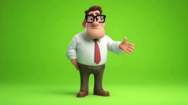 İş adamının 3D animasyonu bir sunum verir:.